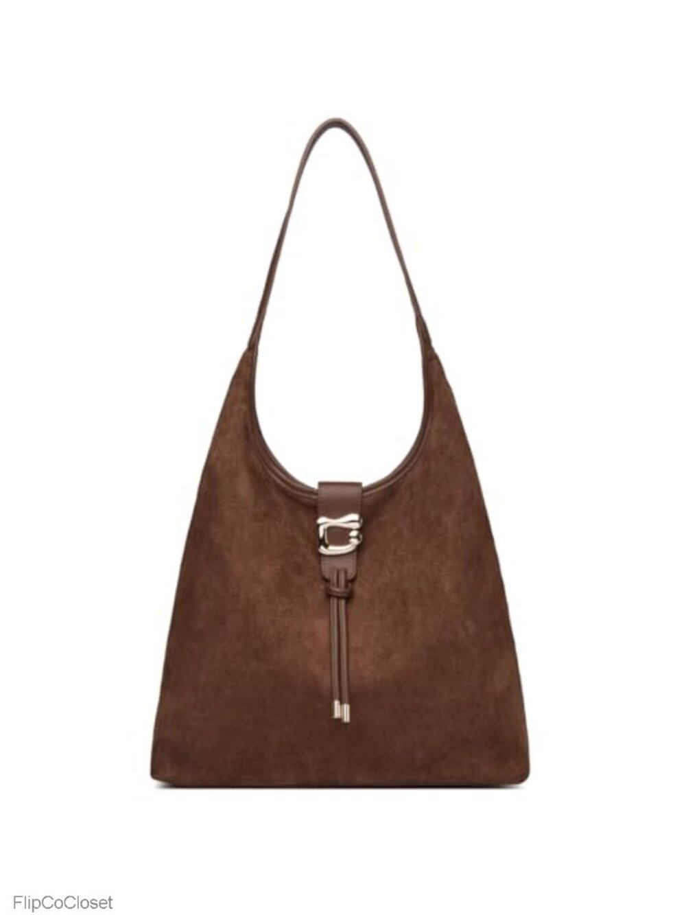 Faux Suede Hobo Bag Slouchy Shoulder Purse Tote with Zipper